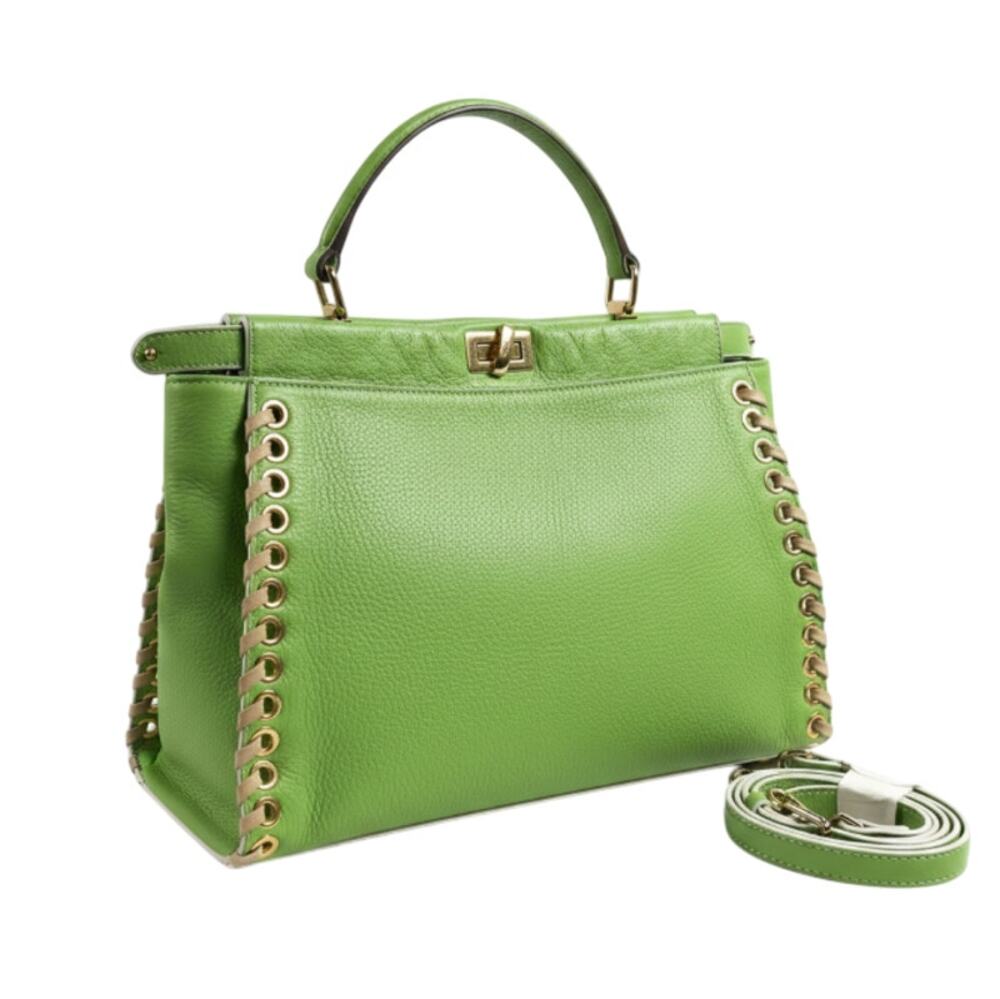 VITTORIA NAPOLI Genuine Leather Handbag Green Luxury Rare Unique Made In Italy